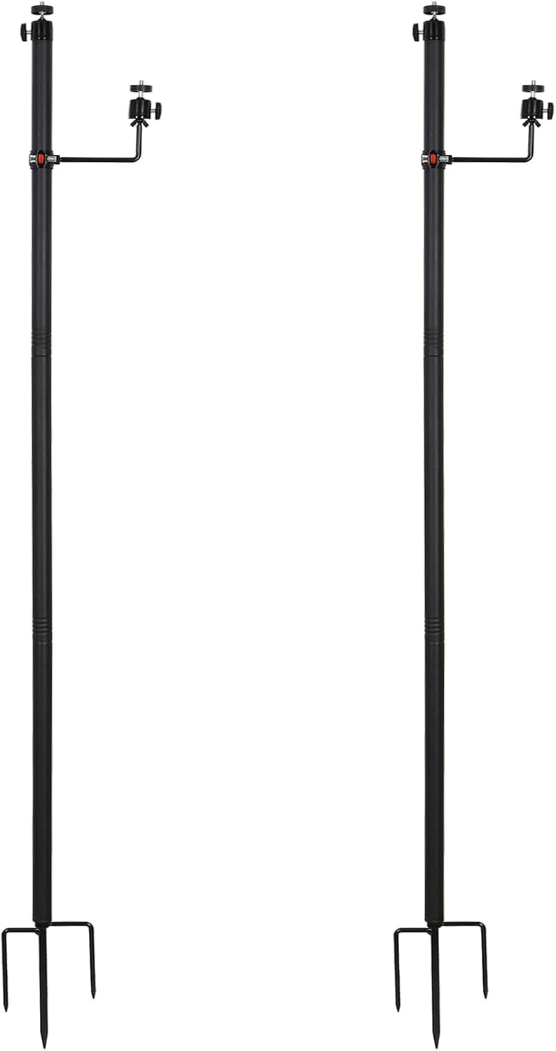 Trail Camera Stake with Solar Panel Mount, 360° Rotational Trail Camera Stand Mount Ground Holder with 1/4" 20 Thread Connection, 56 Inch Height Game Camera Stand, 2 Pack