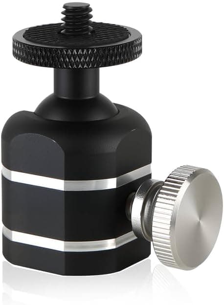 Universal Mini Ball Head Tripod Camera Screw Mount, Connect Holders and Devices, 1/4"-20 Thread, 360 Rotatable, 90 Tiltable, Loads to 10lbs, Silver, 1pcs