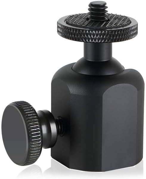 Mini Ball Heads Universal Tripod Ball Head Camera Screw Mount, 360 Degrees Rotatable Tilt with 1/4 inch Screew for Cameras Monopods Camcorder LED Light Stand, Loads to 10lbs, Black (1)