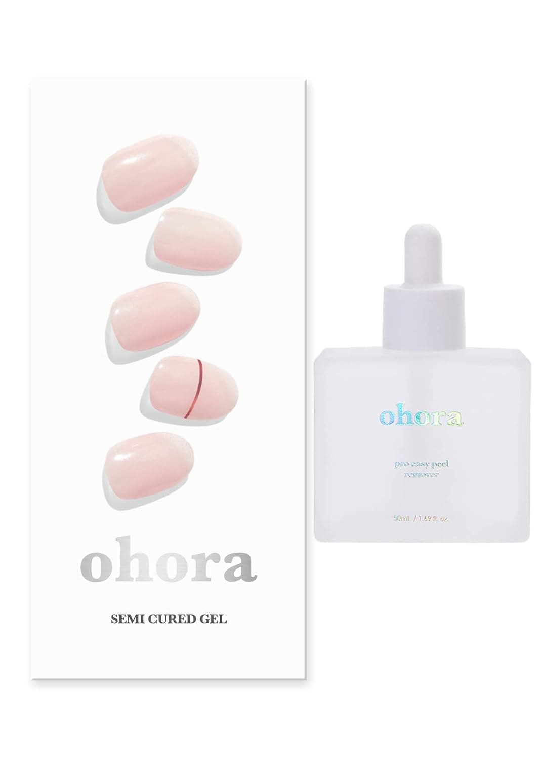ohora Easy Peel Remover - Nail Gel Polish Remover + Semi Cured Gel Nail Strips (N Basic Nails no.11) Bundle