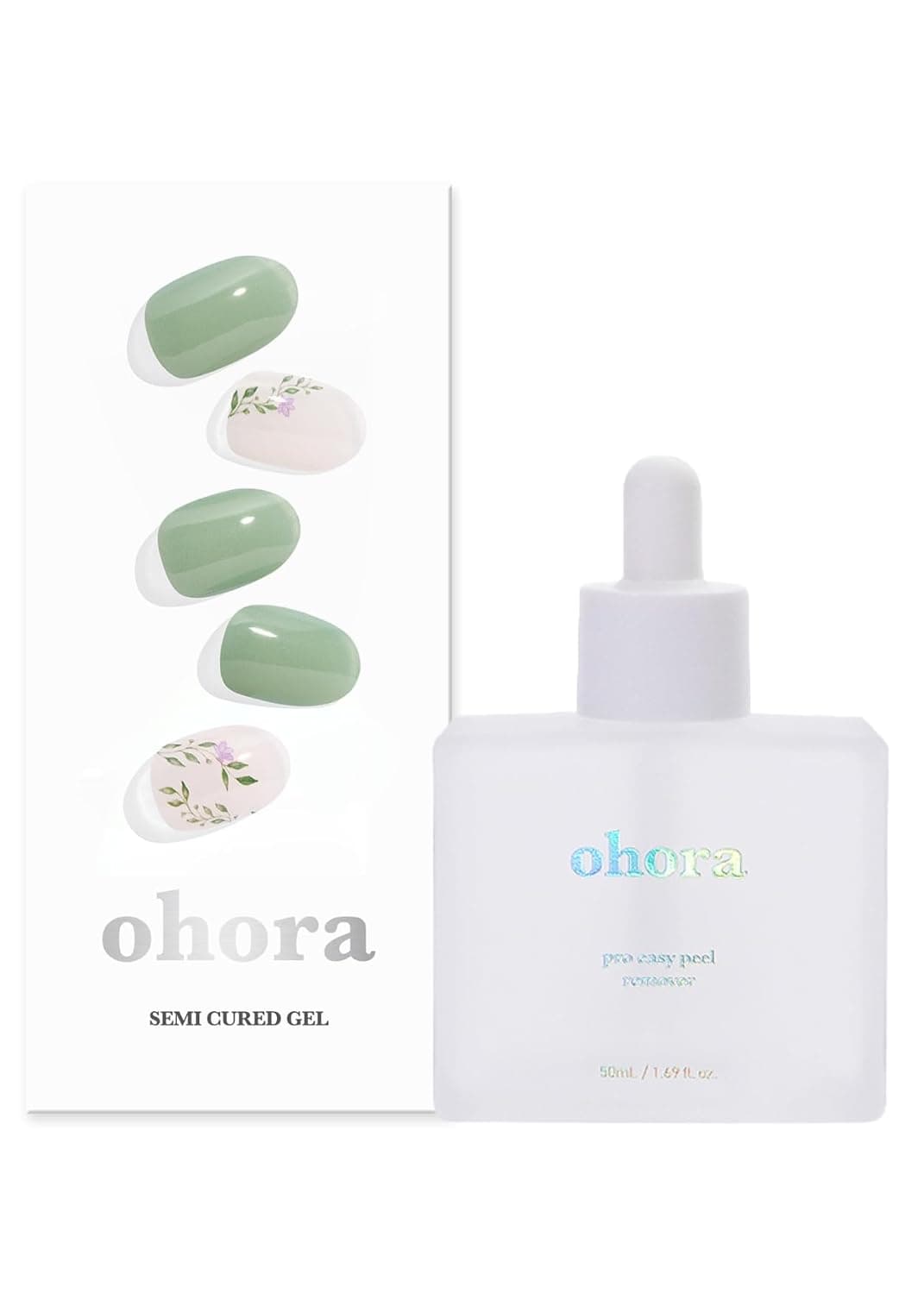 "ohora Semi Cured Gel Nail Set of 2 (N Spring Garden & Semi-Cured Gel Nail Strip Remover) - Professional Salon-Quality Nail Care - Easy to Use, Comfortable Curing, and Easy to Remove "