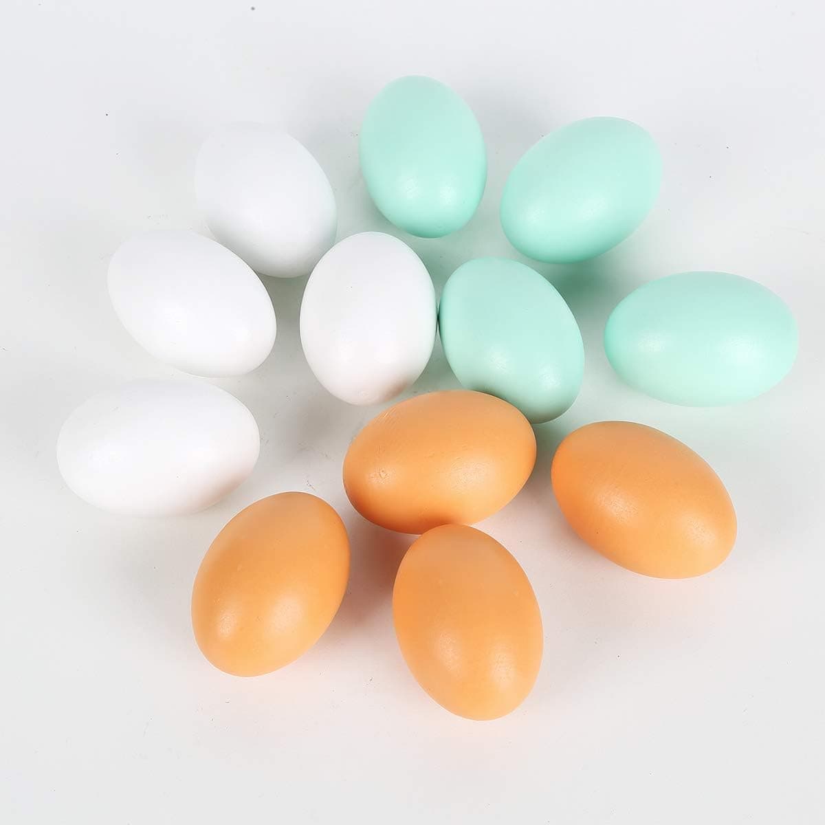 12pcs DIY Dummy Eggs Wooden Fake Eggs Simulation Chicken Duck Goose Egg DIY Easter Egg Toy for Hunting Decoys Decoration Egg Hunting Accessories
