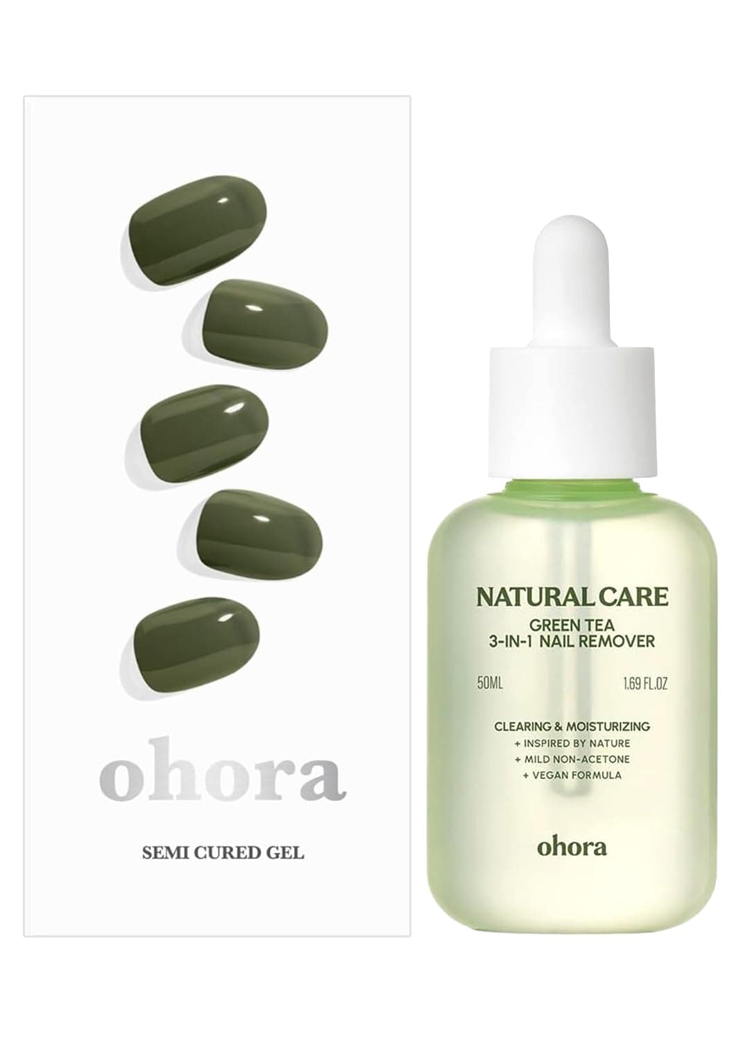 ohora Semi Cured Gel Nail Remover Set (N Cream Moss & 3-in-1 Remover) - Professional Salon-Quality Nail Care)