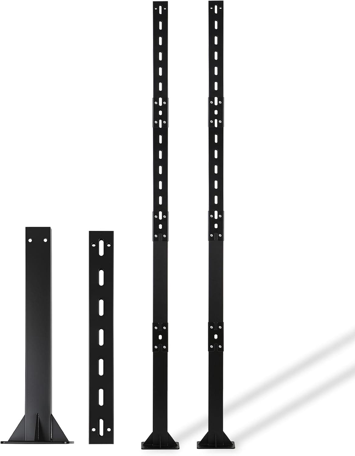 2 Pcs 6Ft Heavy-Duty Bolt Down Sign Post with Base, Vertical Dual-Sign Metal Holder with Pre-Drilled Holes, Base-Plate Mounted Pole for Parking, Street, Traffic, Private Property (Black, 6ft)