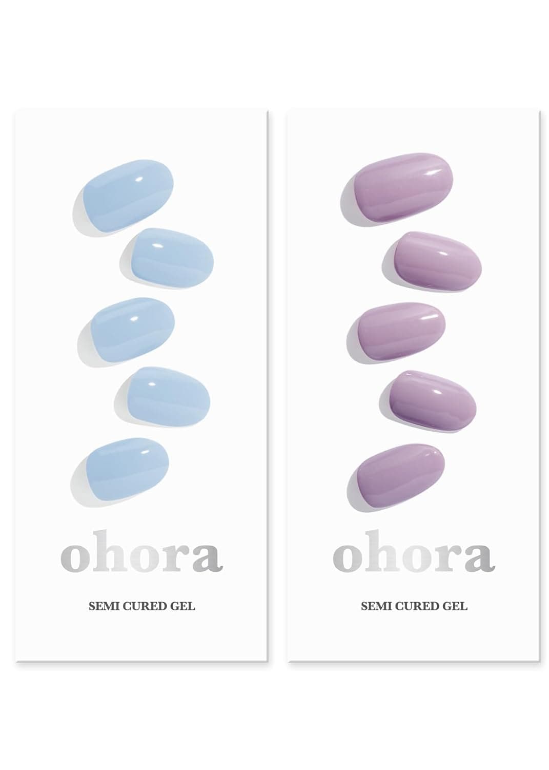 "ohora Semi Cured Gel Nail Set of 2 (N Cream Sky & N Blueberry Jam) - Professional Salon-Quality Nail Care - Easy to Use, Comfortable Curing, and Easy to Remove "