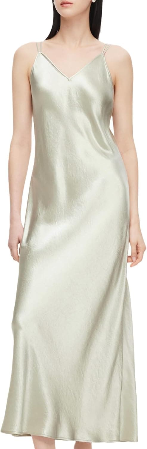GOELIA Maxi Dress for Women 100% Acetate Slip Pearlescent Liquid Drape Wrinkle Resistant Breathable Elegant Formal Casual