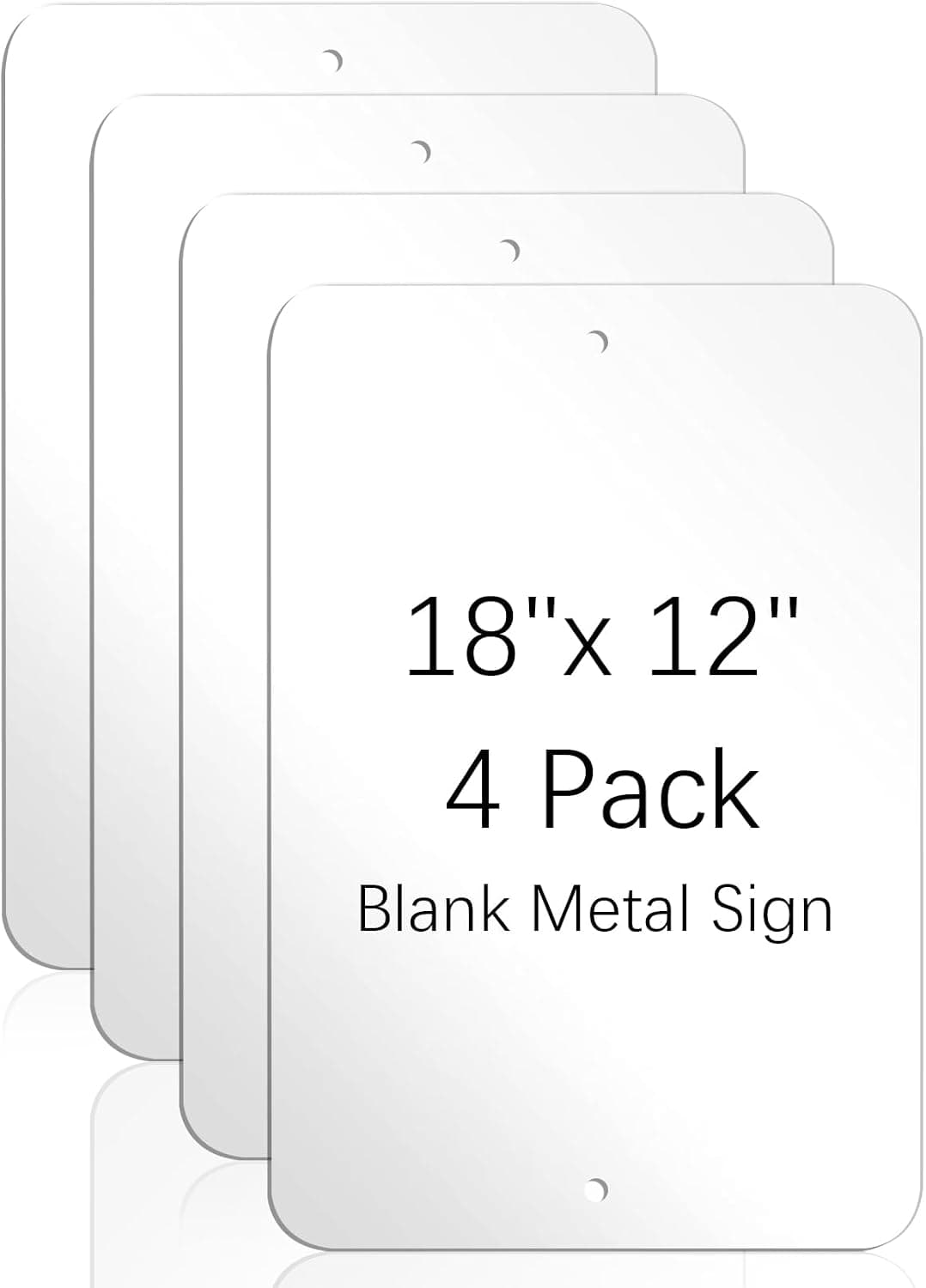 Blank Aluminum Signs 4-Pack, 18 x 12 Inches White Blank Metal Sign, Rust Free Weather Resistant, Waterproof, Custom Parking Sign for Crafts Yard Garden Outdoors
