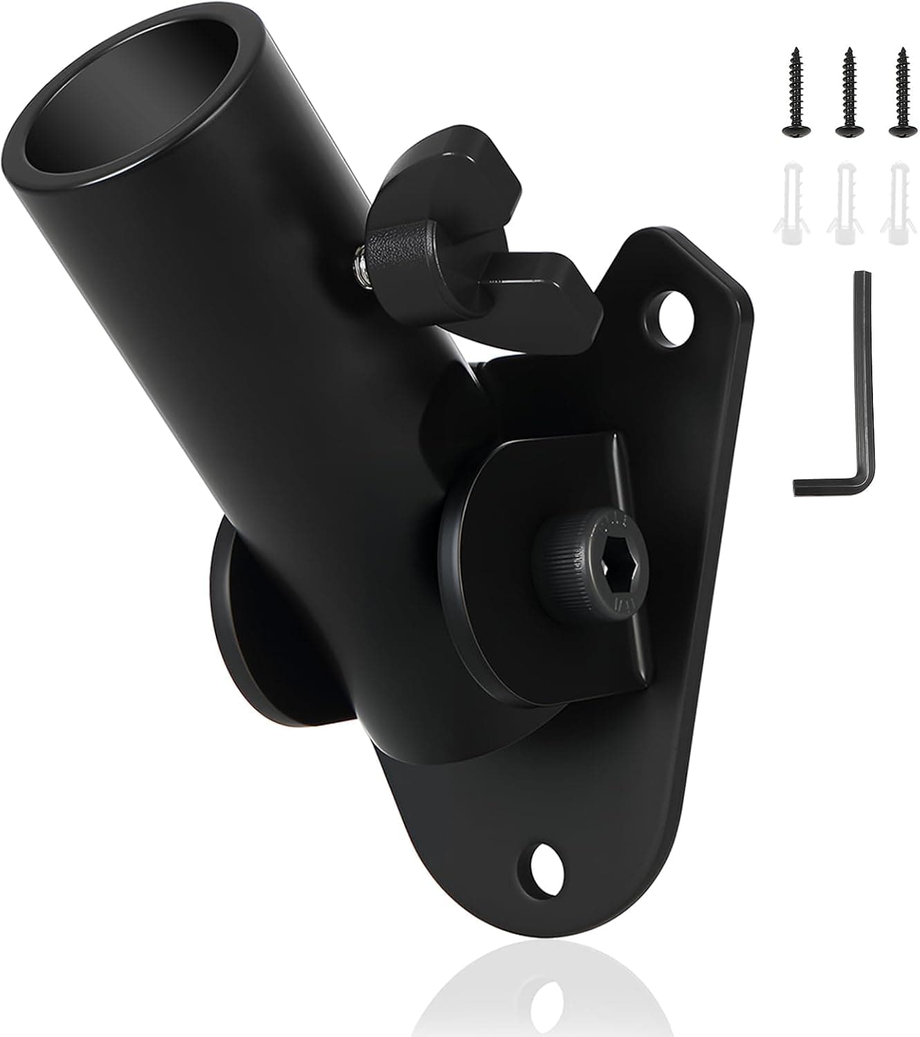 Heavy Duty Steel Flag Pole Holder, Adjustable Flag Pole Mount, 1" Inner Diameter, Multi-Position Flagpole Mounting Bracket for Outside House, Porch, Deck (Black)