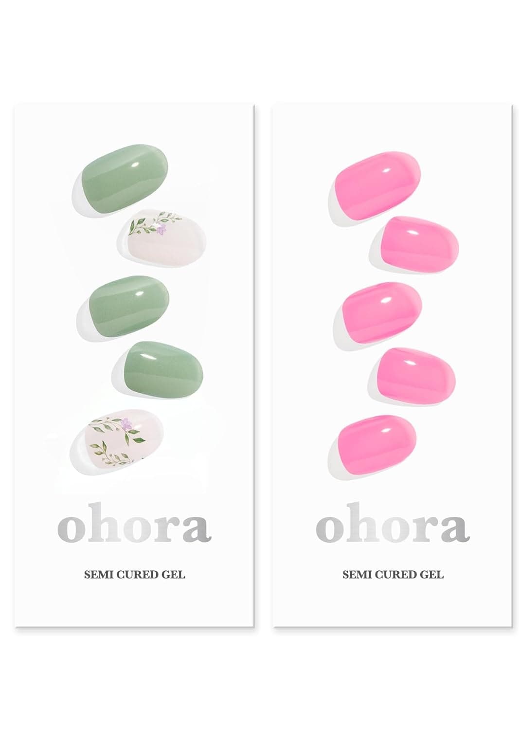 "ohora Semi Cured Gel Nail Set of 2 (N Spring Garden & N Tint High-Teen) - Professional Salon-Quality Nail Care - Easy to Use, Comfortable Curing, and Easy to Remove "
