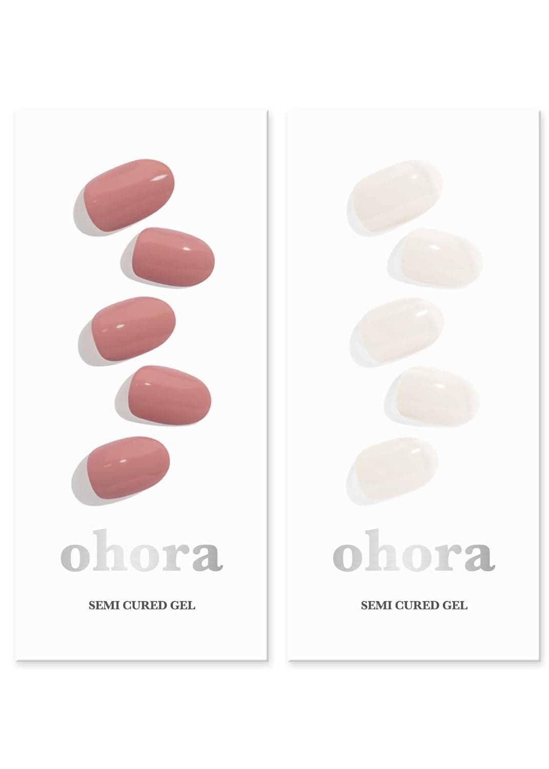 "ohora Semi Cured Gel Nail Set of 2 (N Ash Pink & N Cream Cotton) - Professional Salon-Quality Nail Care - Easy to Use, Comfortable Curing, and Easy to Remove "