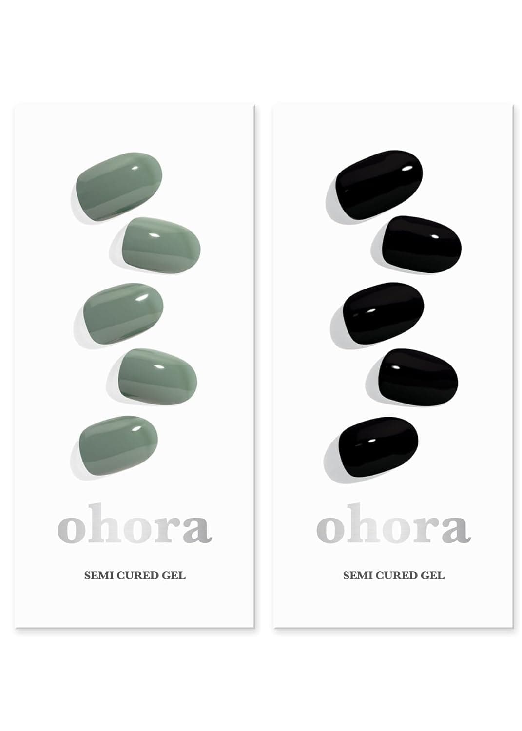 "ohora Semi Cured Gel Nail Set of 2 (N Cream Leaf & N Onyx) - Professional Salon-Quality Nail Care - Easy to Use, Comfortable Curing, and Easy to Remove "