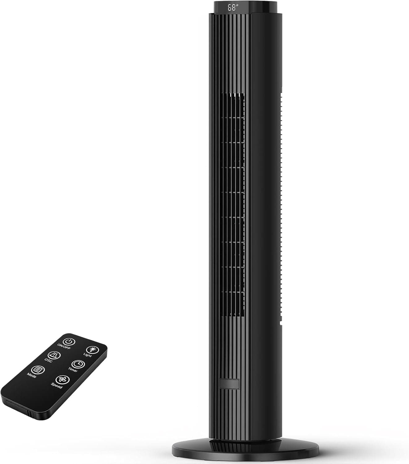 36 Inch Tower Fan for Bedroom, 23ft/s Velocity, Oscillating Standing Fans for Room with 6 Speeds, 4 Modes, LED Display, 12H Timer, 80° Bladeless Floor Fans with Remote, Living Room, Office, Home