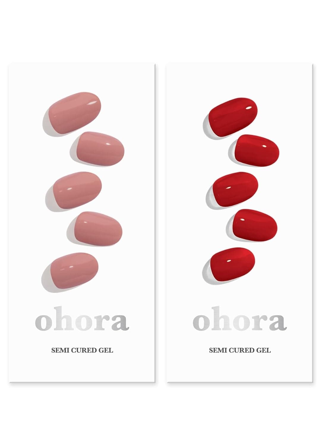 "ohora Semi Cured Gel Nail Set of 2 (N Ash Pink & N Addict) - Professional Salon-Quality Nail Care - Easy to Use, Comfortable Curing, and Easy to Remove "