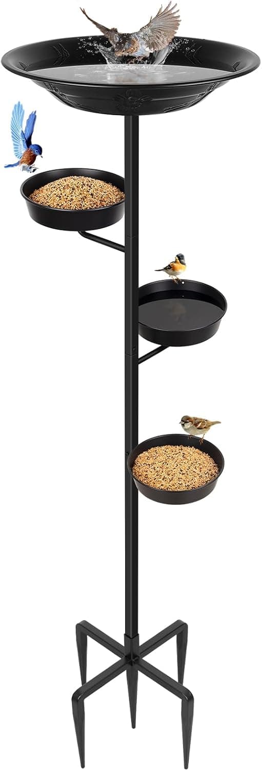 BOLITE UHE174 Black Bird Bath for Outdoors, Ideal Gift for Men Women, New