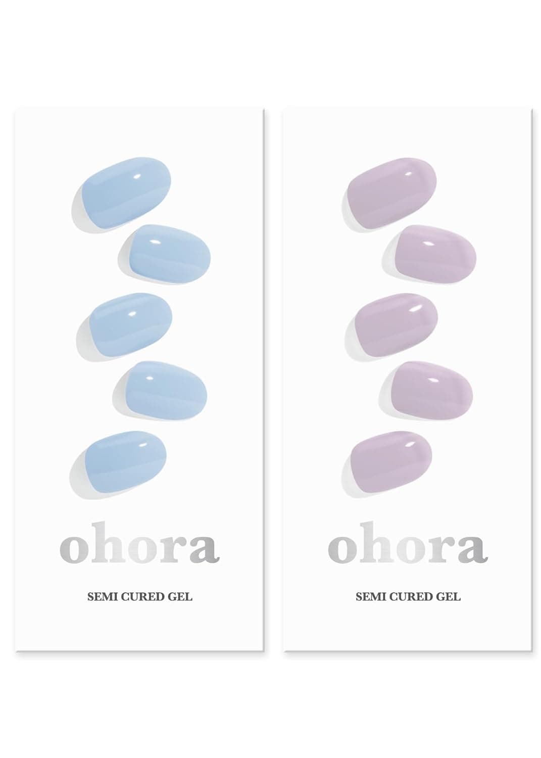 "ohora Semi Cured Gel Nail Set of 2 (N Cream Sky & N Cream Lavender) - Professional Salon-Quality Nail Care - Easy to Use, Comfortable Curing, and Easy to Remove "