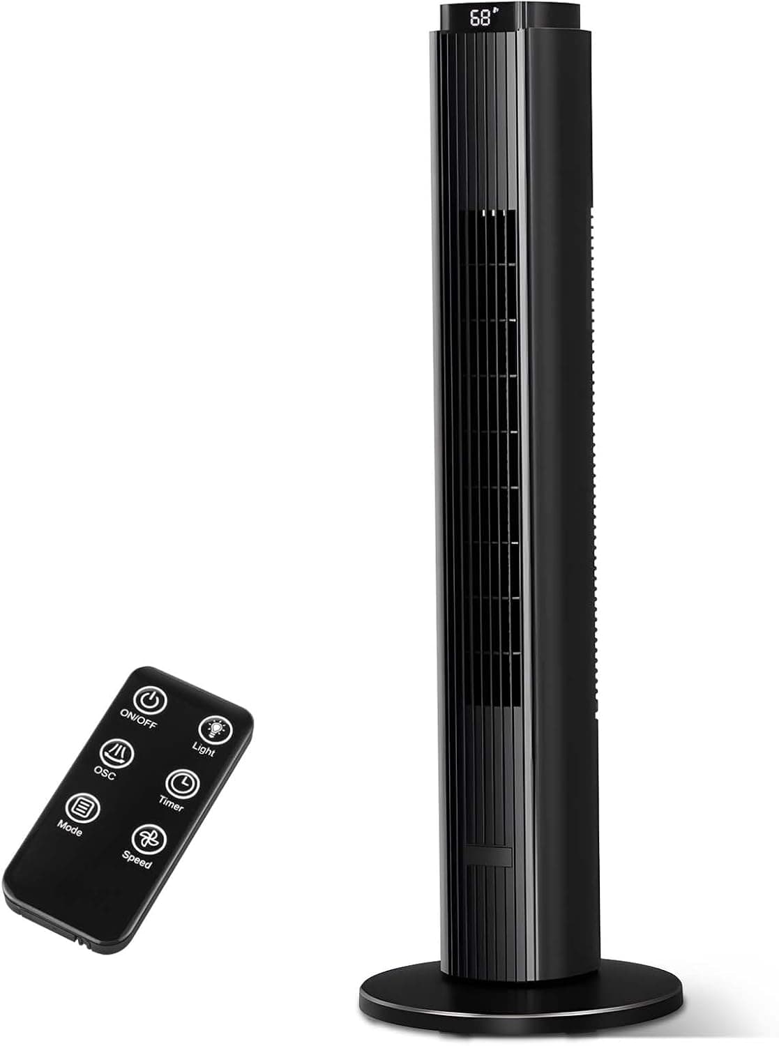 Antarctic Star 80°Oscillating Bladeless Portable Tower Fan for Bedroom,12H Timer,6 Speed 4 Modes,LED Display,Powerful for Home/Office/Dorm,36 Inch,Black