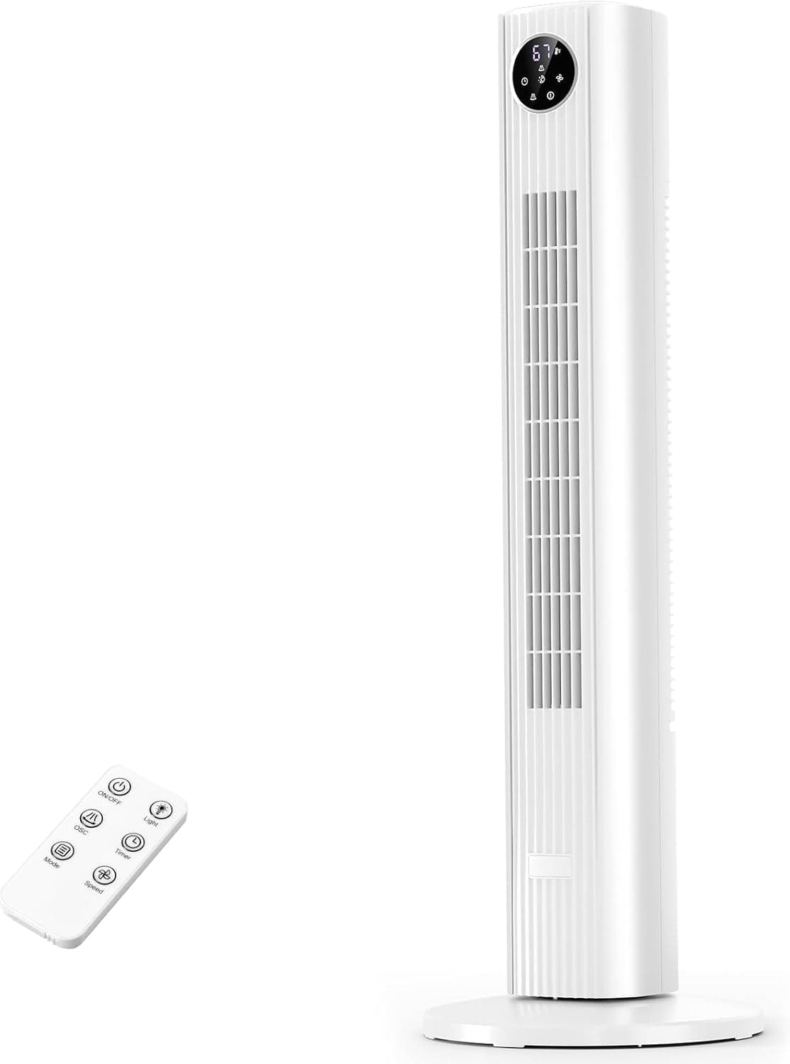 Antarctic Star 36" Tower Fan, Quiet Oscillating Cooling Fan with 12H Timer & Remote Control, 4 Modes & 3 Speeds Bladeless Standing Fan for Bedroom, Home Office & Indoor Living, Space-Saving, White