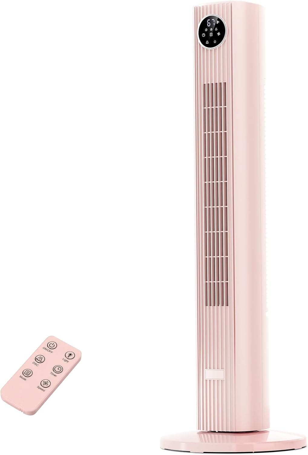 Antarctic Star 35-inch Tower Fan Portable Electric 85° Oscillating Fan Quiet Cooling Remote Control Standing Bladeless Floor Fans 3 Speeds Wind Modes 12h Timer Bedroom Office, PINK