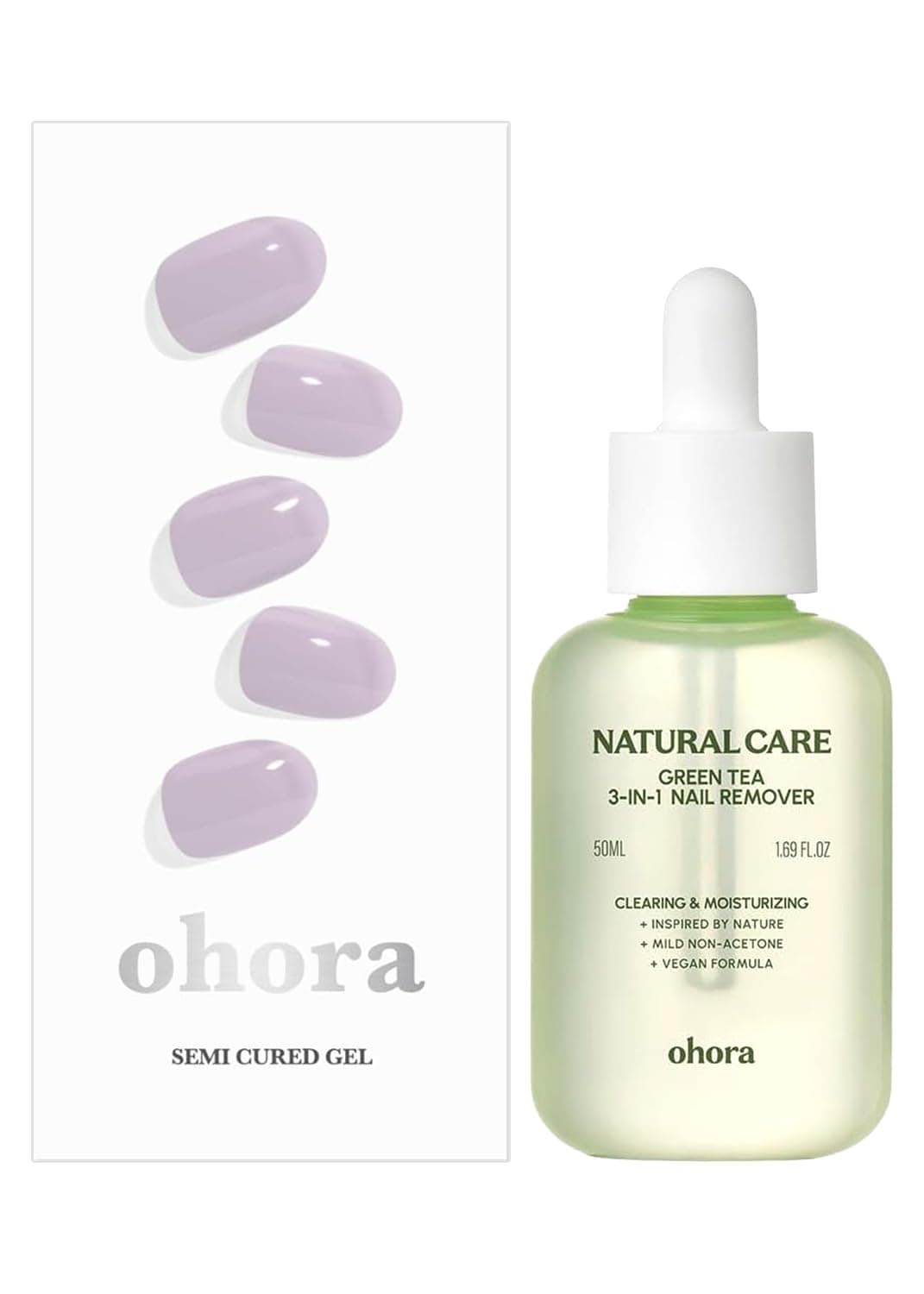 ohora Semi Cured Gel Nail Remover Set (N Cream Lavender & 3-in-1 Remover) - Professional Salon-Quality Nail Care)