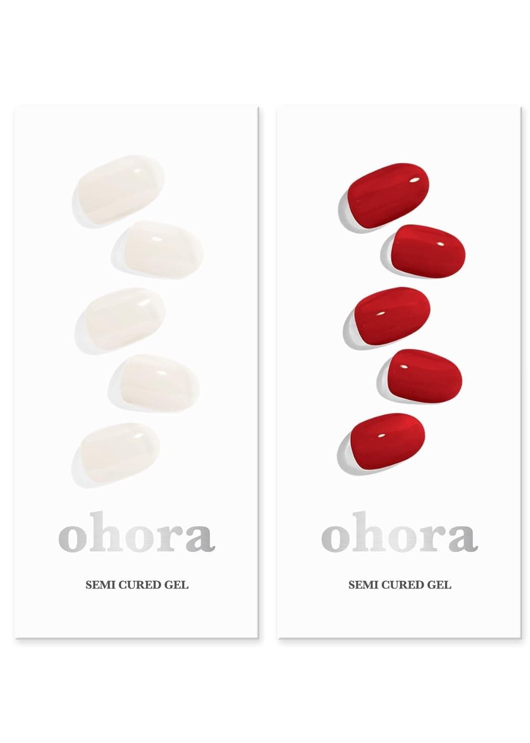 "ohora Semi Cured Gel Nail Set of 2 (N Cream Cotton & N Addict) - Professional Salon-Quality Nail Care - Easy to Use, Comfortable Curing, and Easy to Remove "