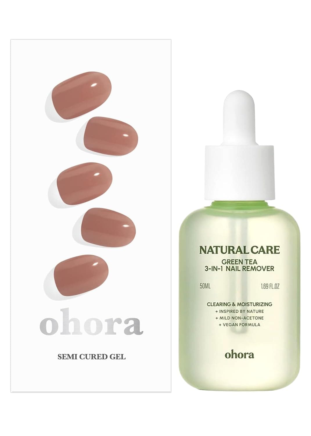 ohora Semi Cured Gel Nail Remover Set (N Bare Brick & 3-in-1 Remover) - Professional Salon-Quality Nail Care