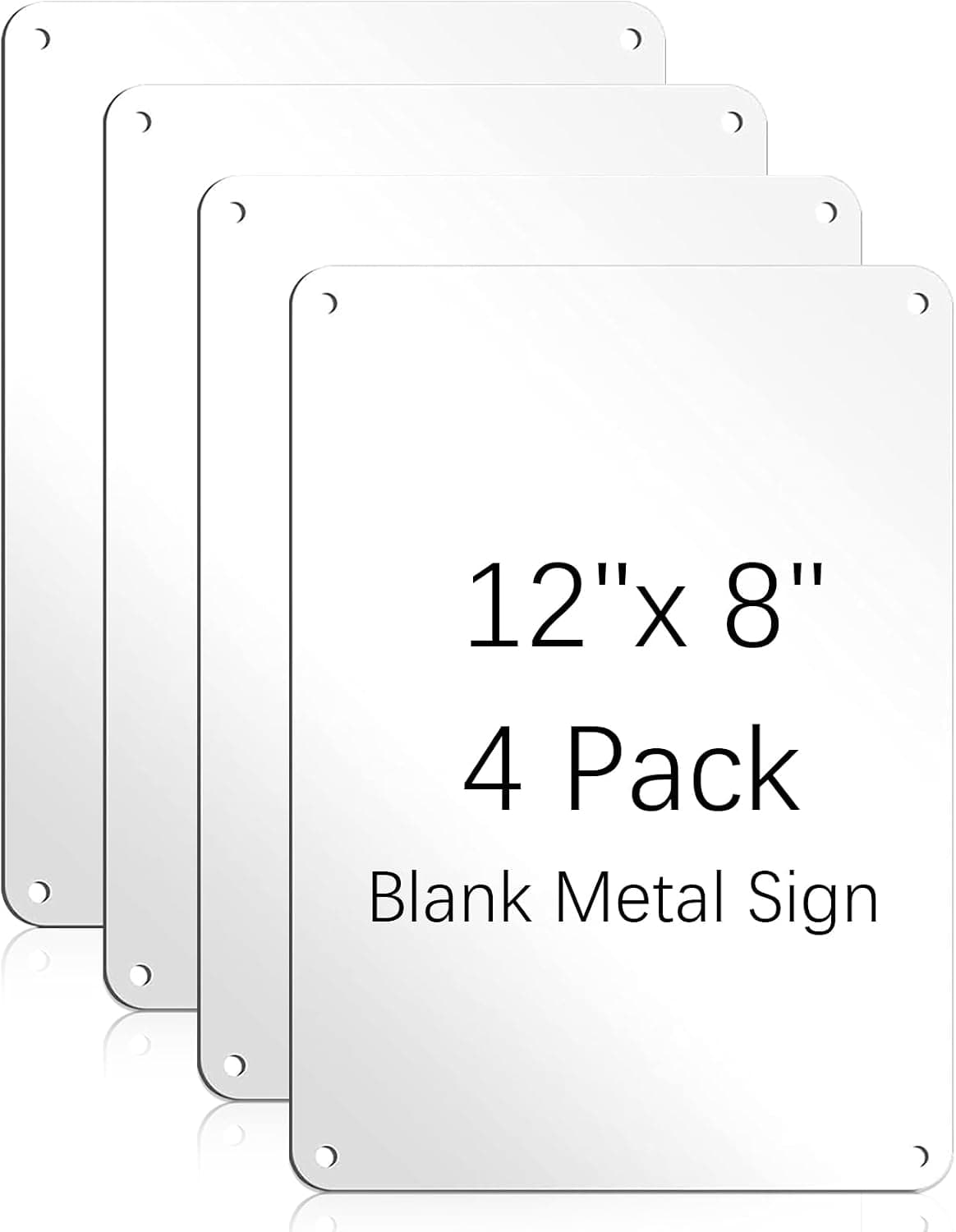 4 Pcs White Blank Sign Metal, 0.8mm Sublimation Metal Signs Blank, Rust Free, UV Protected and Weatherproof for Diy Parking Garden Advertising Sign (White, 12" x 8")