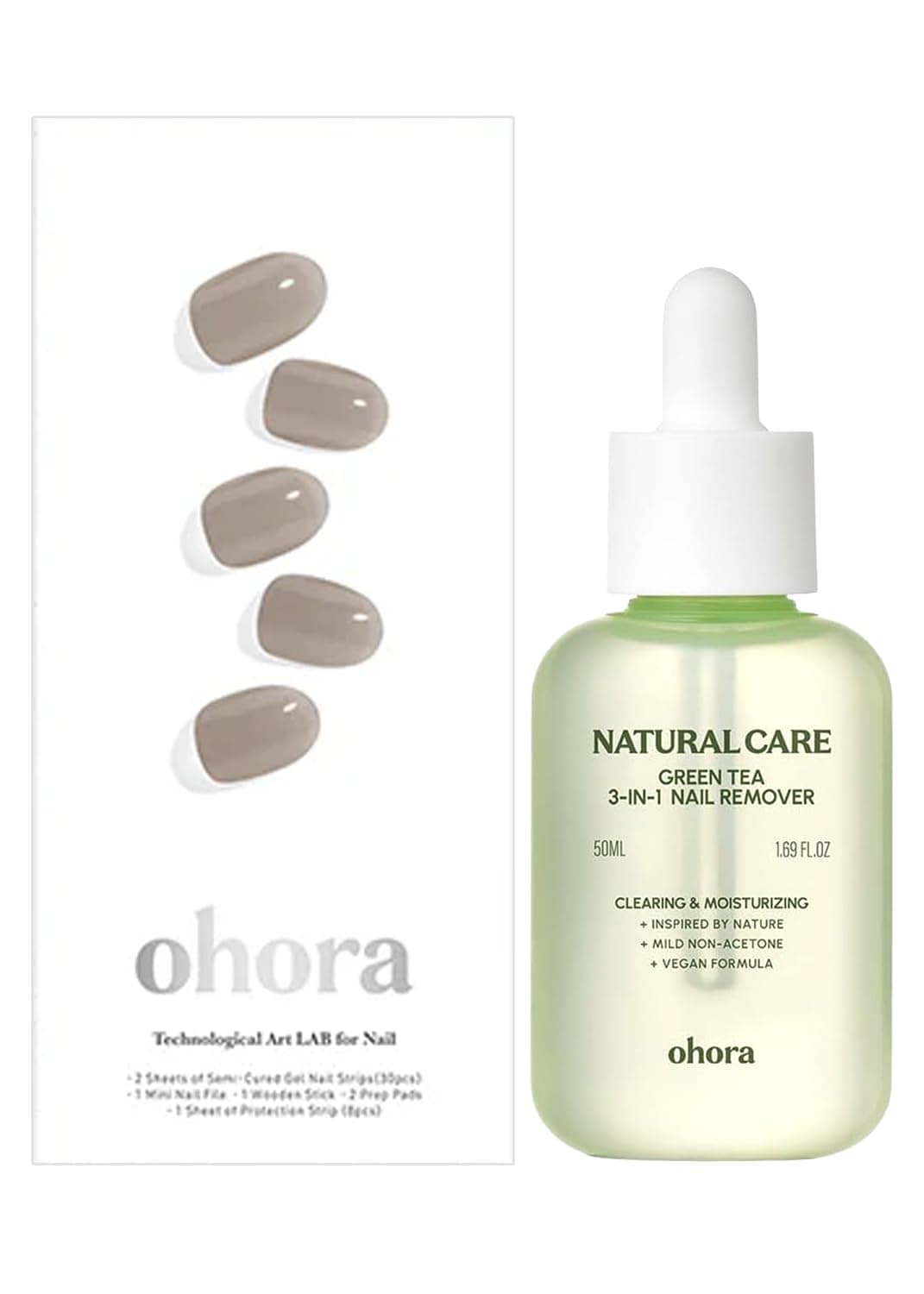 ohora Semi Cured Gel Nail Remover Set (N Bare Gray & 3-in-1 Remover) - Professional Salon-Quality Nail Care)