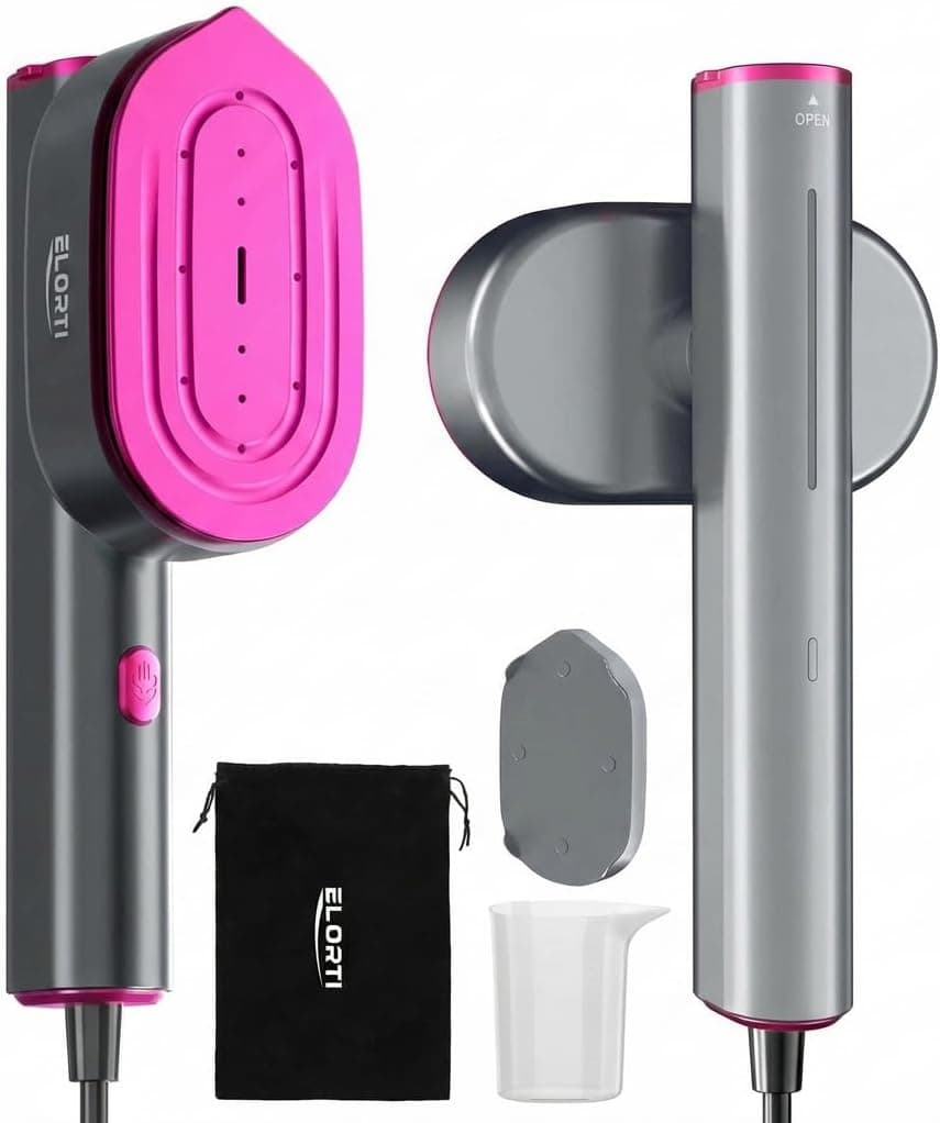 Steamer for Clothes Handheld, Travel Steamer & Iron 2 in 1, 1200W Powerful Steam, Portable Garment Wrinkle Remover, 15s Fast Heat-Up Rotatable Foldable Garment Steamer