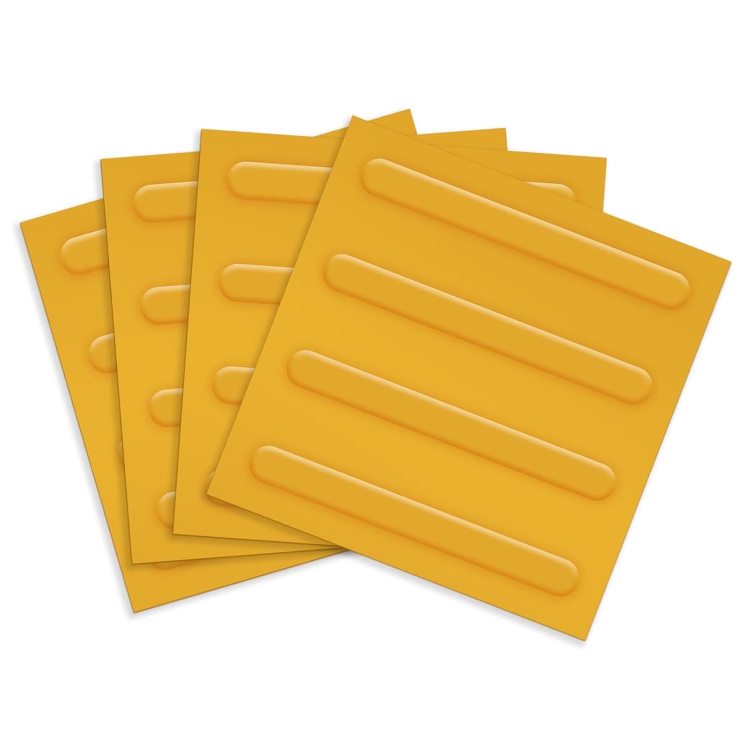 4pcs Ground Stickers Special Lanes for the Blind Tile Sidewalk Tactile PVC Pavement Planks, Square Walkways Sticker for the Blind, Yellow Stripes, Durable PVC Material