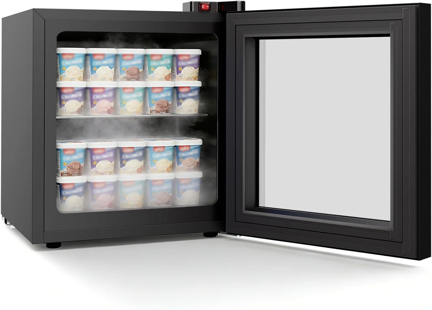 COWSAR 1.1 Cu Ft Compact Mini Freezer, 7 Temp Settings (-18°F to -10°F), Removable Shelf Display Freezer for Home/Kitchen/Dorm/Office, Suitable for Ice Cream/Meat/Seafood