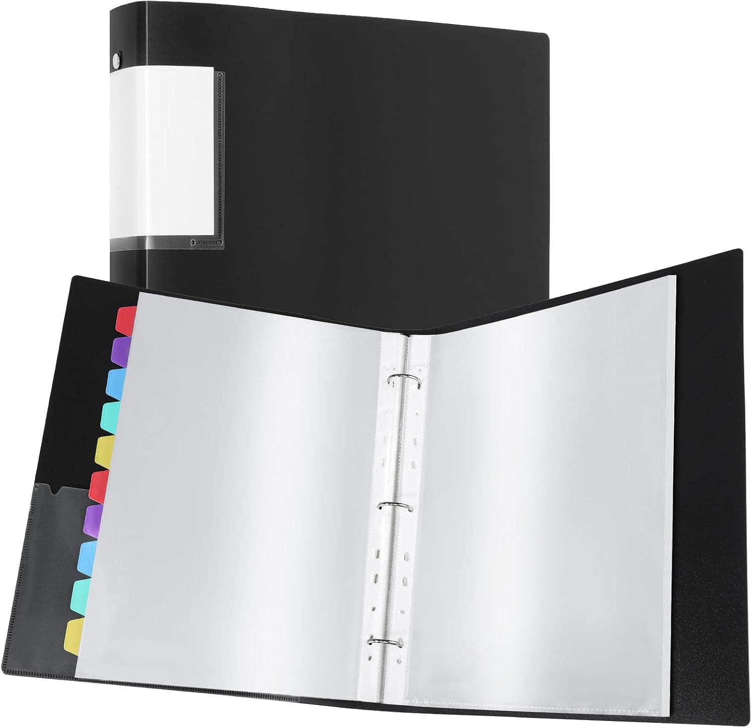 60 Pocket Binder with Plastic Sleeves for Letter/A4 Size(11" x 8.5"), Presentation Ring Binder Folders with 10 Colorful PP Divider Pages for Papers, Certificates and Artwork