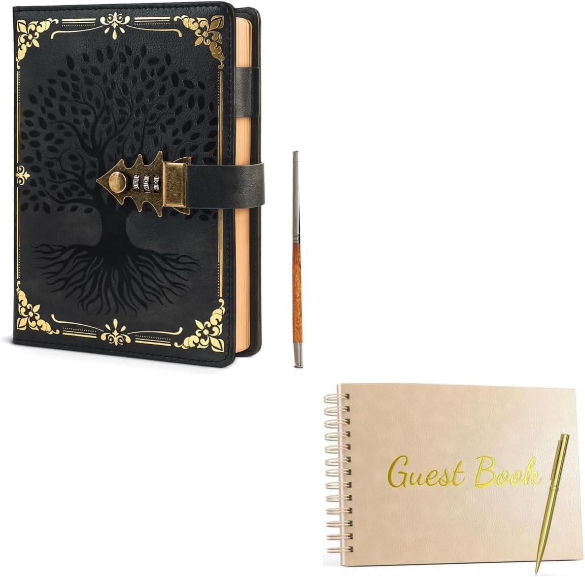 WEMATE Locked Journal with Pen & Gift Box Guest Book