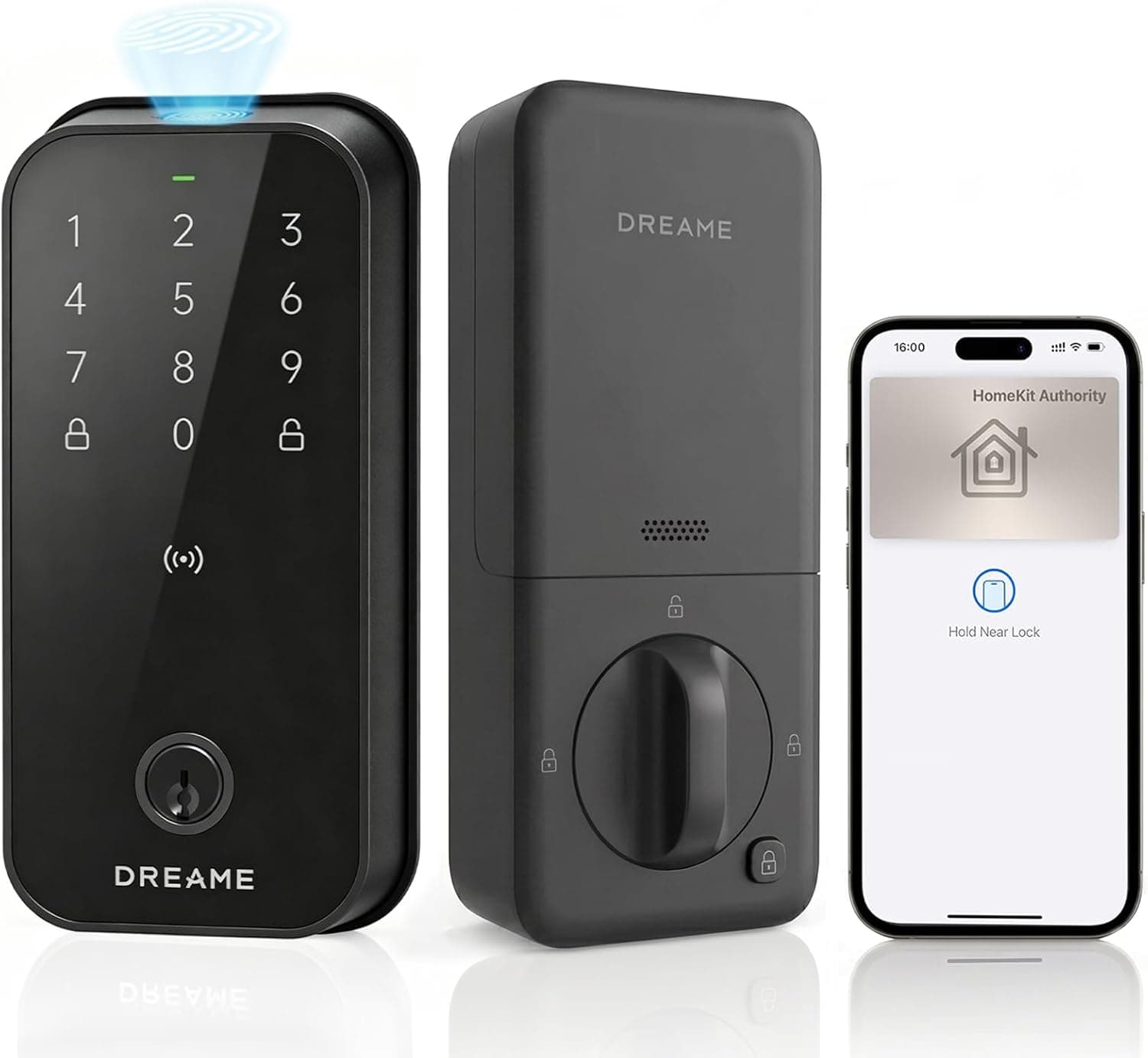 Dreame Turbo Lite Smart Wi-Fi Door Lock, Fingerprint Keyless Entry Deadbolt for Front Door, Built-in Wi-Fi, Keypad Smart Lock, Works with Apple Home, Auto Lock, IP54 Waterproof, 12-Month Battery Life