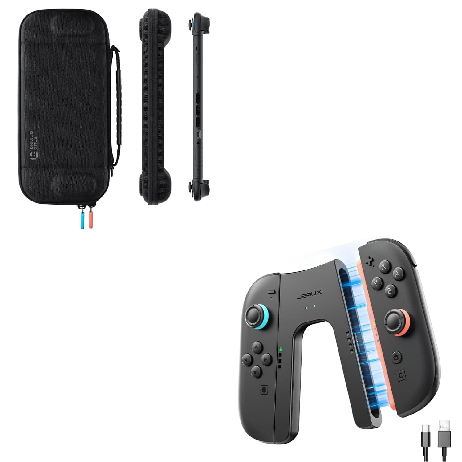 JSAUX Charging Grip & Slim Carrying Case for Switch 2