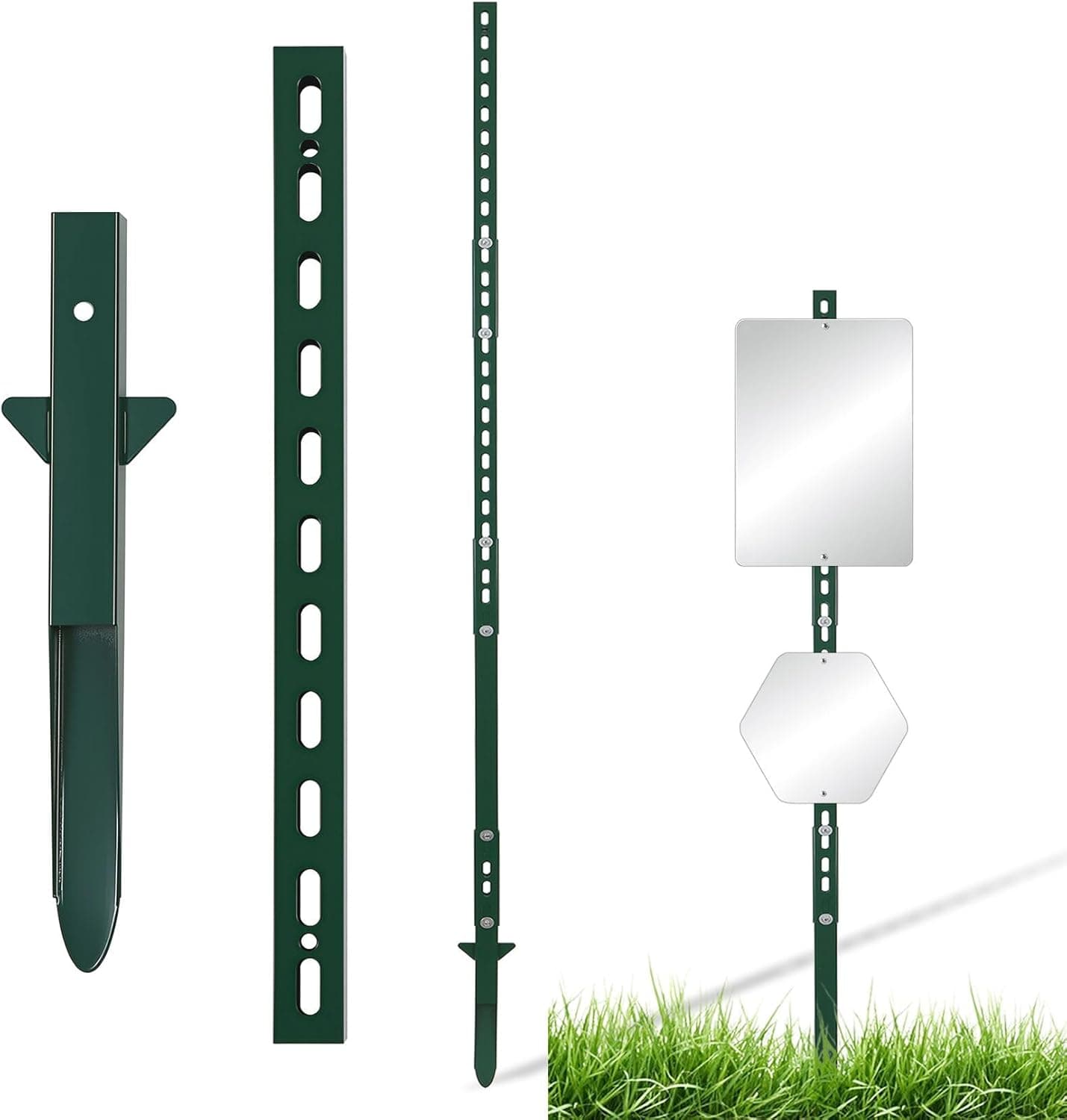 6 Ft Heavy Duty Metal Yard Sign Stake, Aluminum Adjustable Sign Post with Base, Fits 7 to 18 Inch Signs for Garden Lawn Road Parking Ground, Rust Resistant & Modern Design (Green)