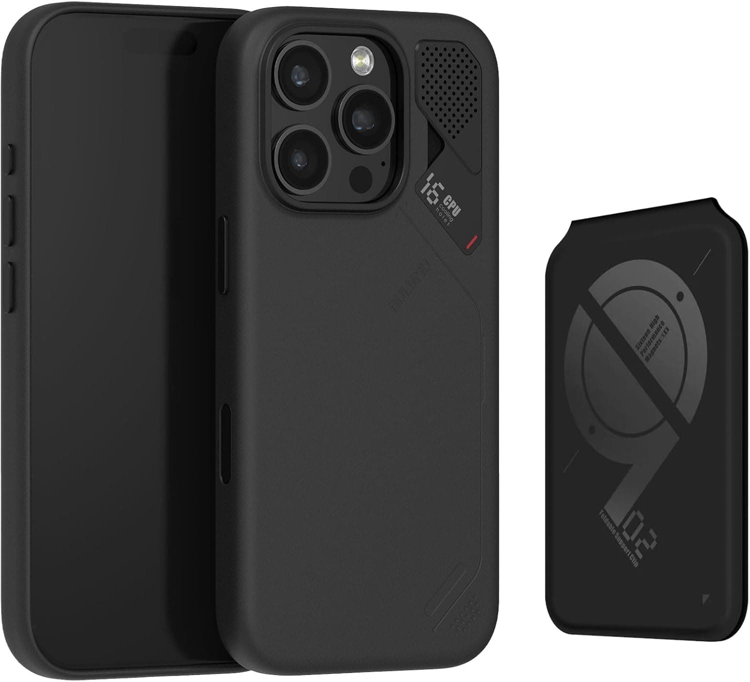 Aulumu A16 Vegan Leather [Touch Black] + G02 V2 Magnetic Wallet for iPhone 16 Pro | Comforts Magnetic Card Holder Kit