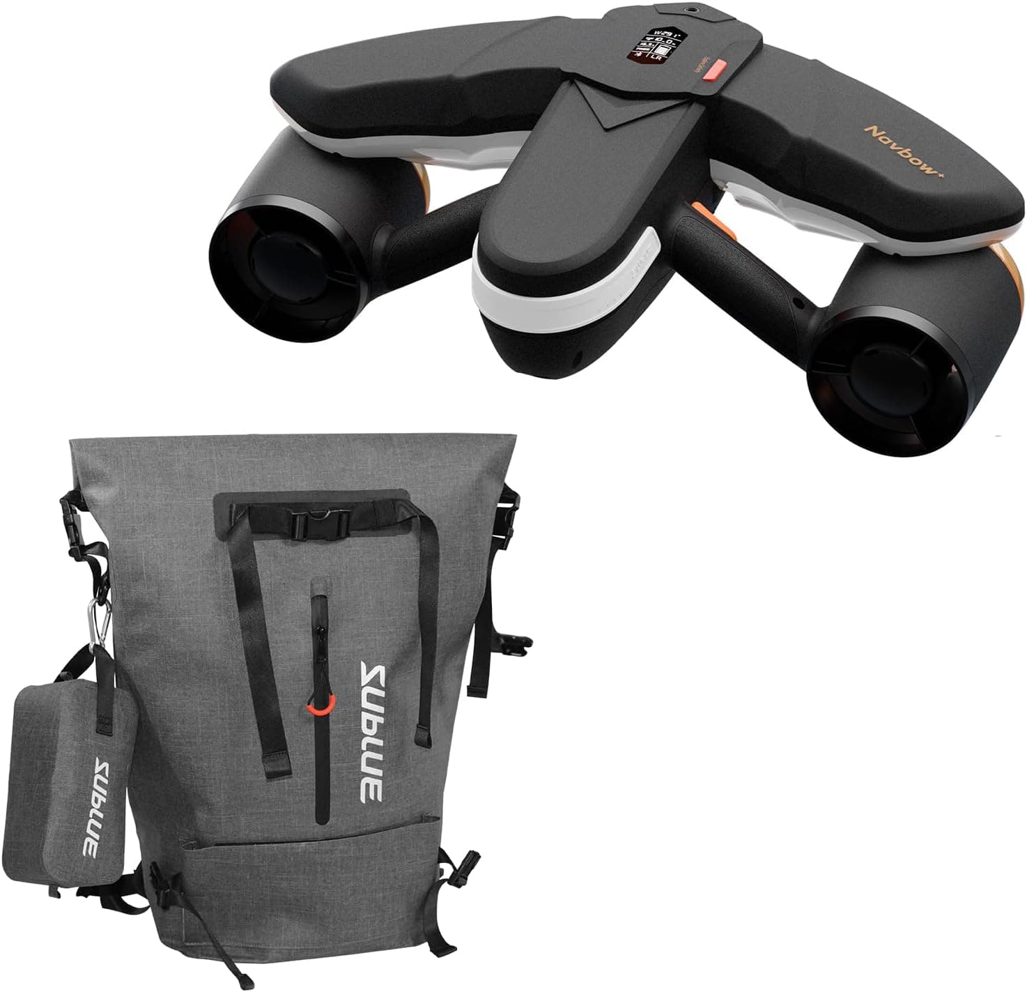 Sublue Navbow+ Smart Professional Underwater Scooter with Waterproof Backpack Dual Motors Action Camera Mount 3 Gear Speed 4.47mph 60 Minutes 131ft Swimming Pool Diving Snorkeling for Adults