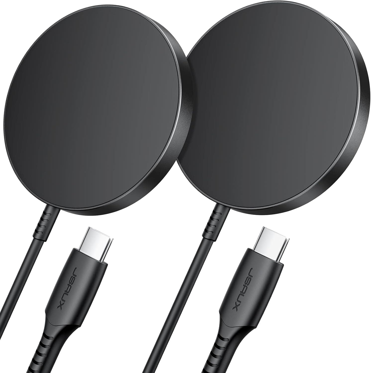 for iPhone 17 MagSafe Charger 2-Pack, JSAUX 15W Magnetic Wireless Charger for MagSafe Charger, iPhone 17e/17 Air Pro Max/16/15/14/13/12 Series/Airpods, Mag Wireless Charging Pad-Black