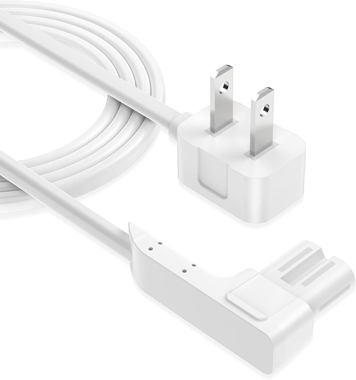 AGVEE 1.6ft 90 Degree Angled Power Cord for Sonos One/One SL/Play:1 Speakers, Space-Saving Nema 1-15P to Figure 8 C7 Power Cable, No Bulge, White