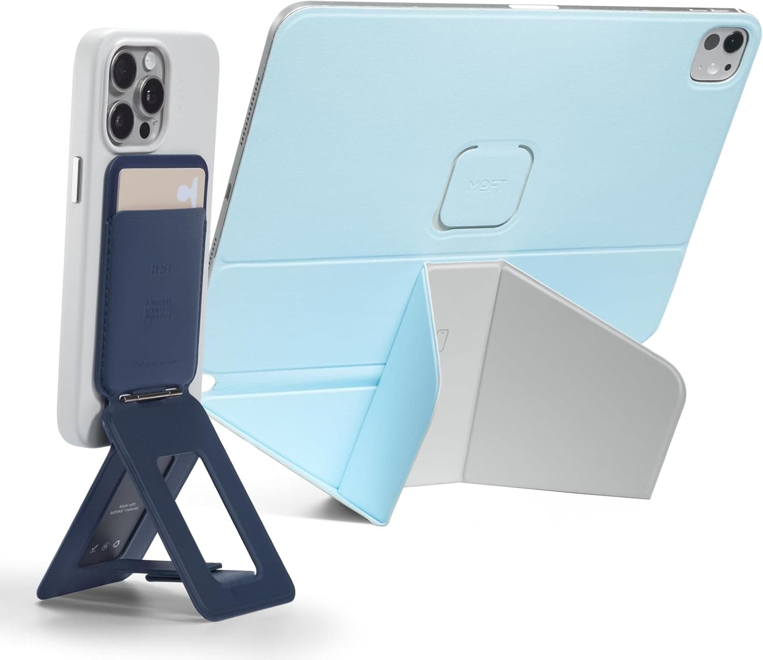 MOFT Dynamic Folio Case for iPad Pro 11 inch inch Soothing Mist x Misty Cove & Phone Tripod Stand, MagSafe Wallet Tripod Stand, NFC-Supported Phone Wallet Navy Blue