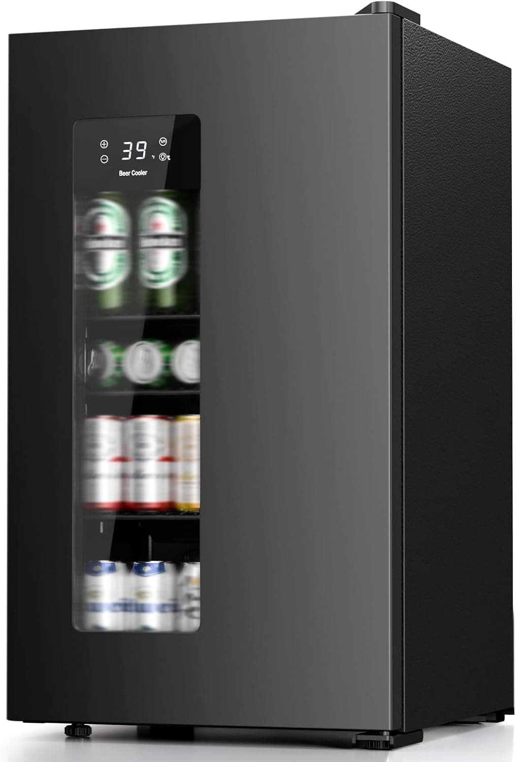 Kismile 3.2 Cu.Ft Beverage Refrigerator, Auto Defrost Mini Fridge, Electronic Control, LCD Display, 21-50℉ Adjustable Temperature, for Beer, Wine & Soda