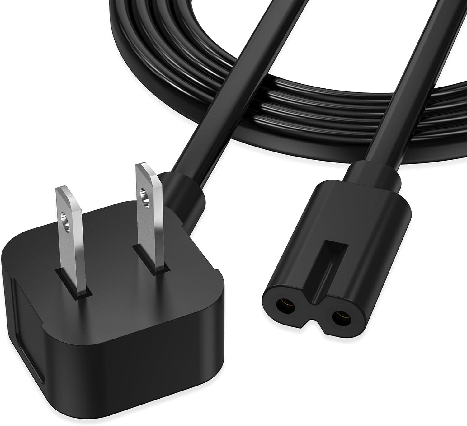 AGVEE 5ft 2 Prong Non Polarized TV Power Cord, 18AWG AC Power Cable IEC C7 Replacement for Samsung LG Sony Insignia, Apple TV LCD LED, Roku, JBL Partybox, Black