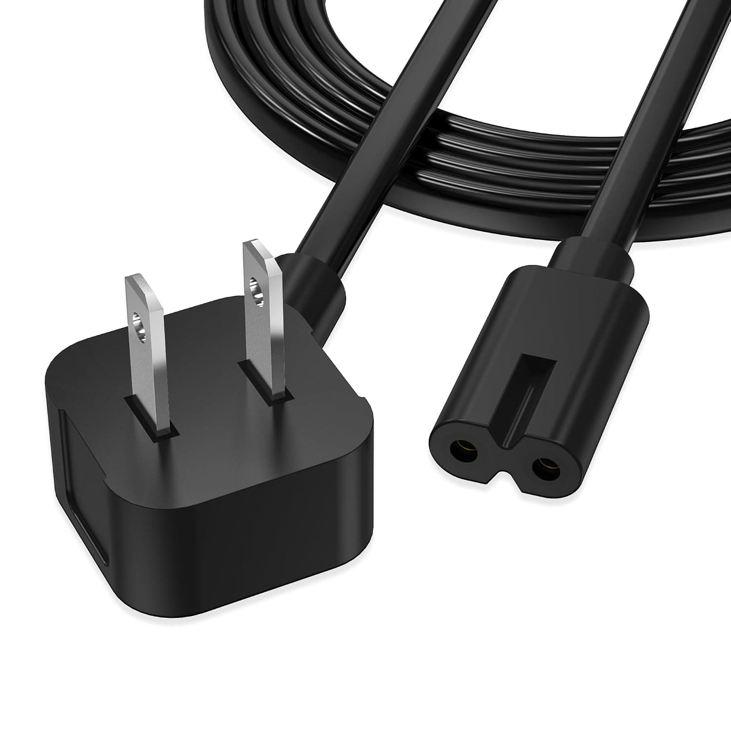 AGVEE 5ft AC Power Cord for Xbox One S, Xbox One X, Xbox Series X/S Slim Consoles Replacement, 90 Degree Angled 18AWG ETL Listed 2-Prong Power Supply Cable, Black