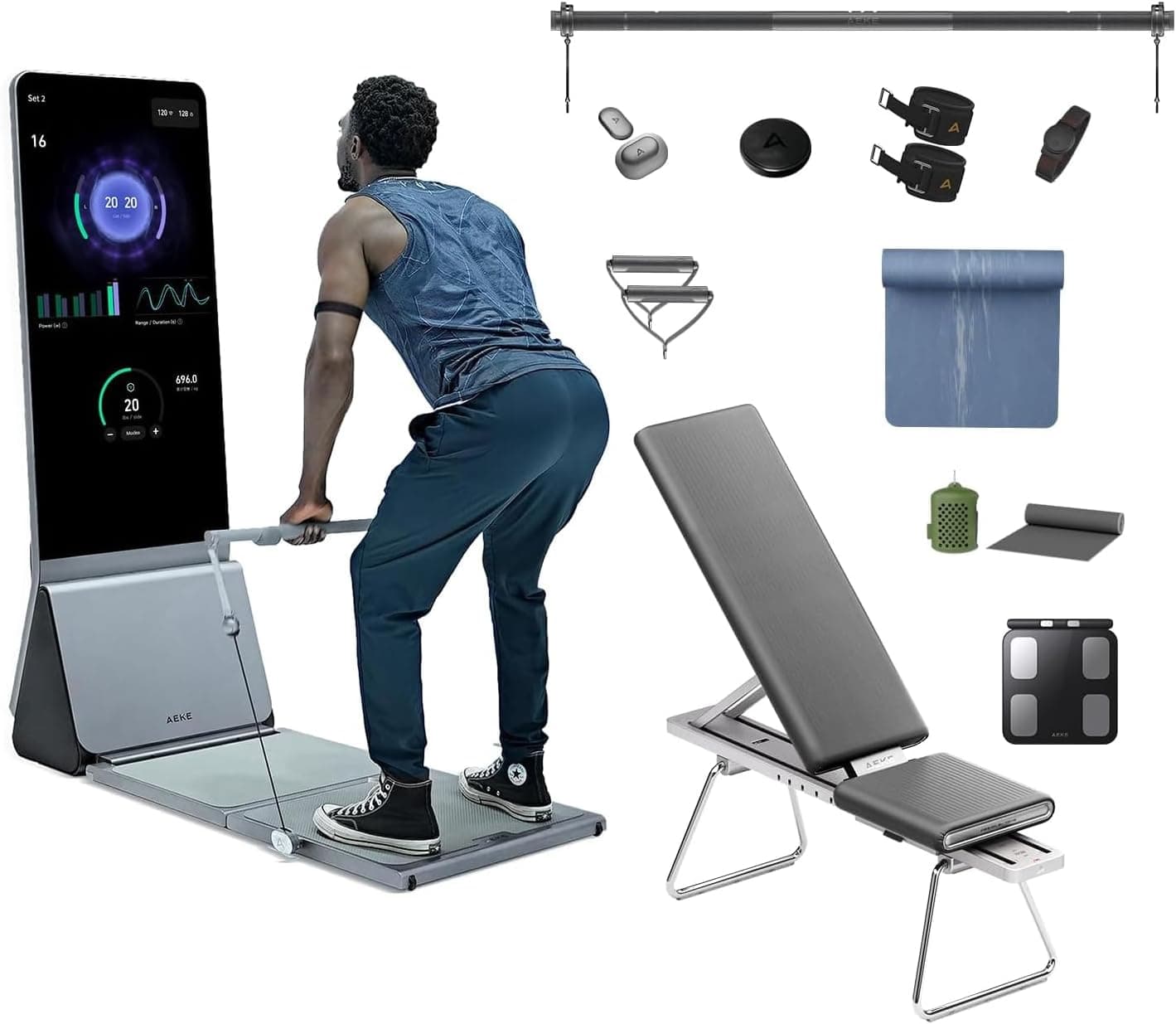 AEKE K1 Smart Home Gym System+Yoga Mat+Workout Towel