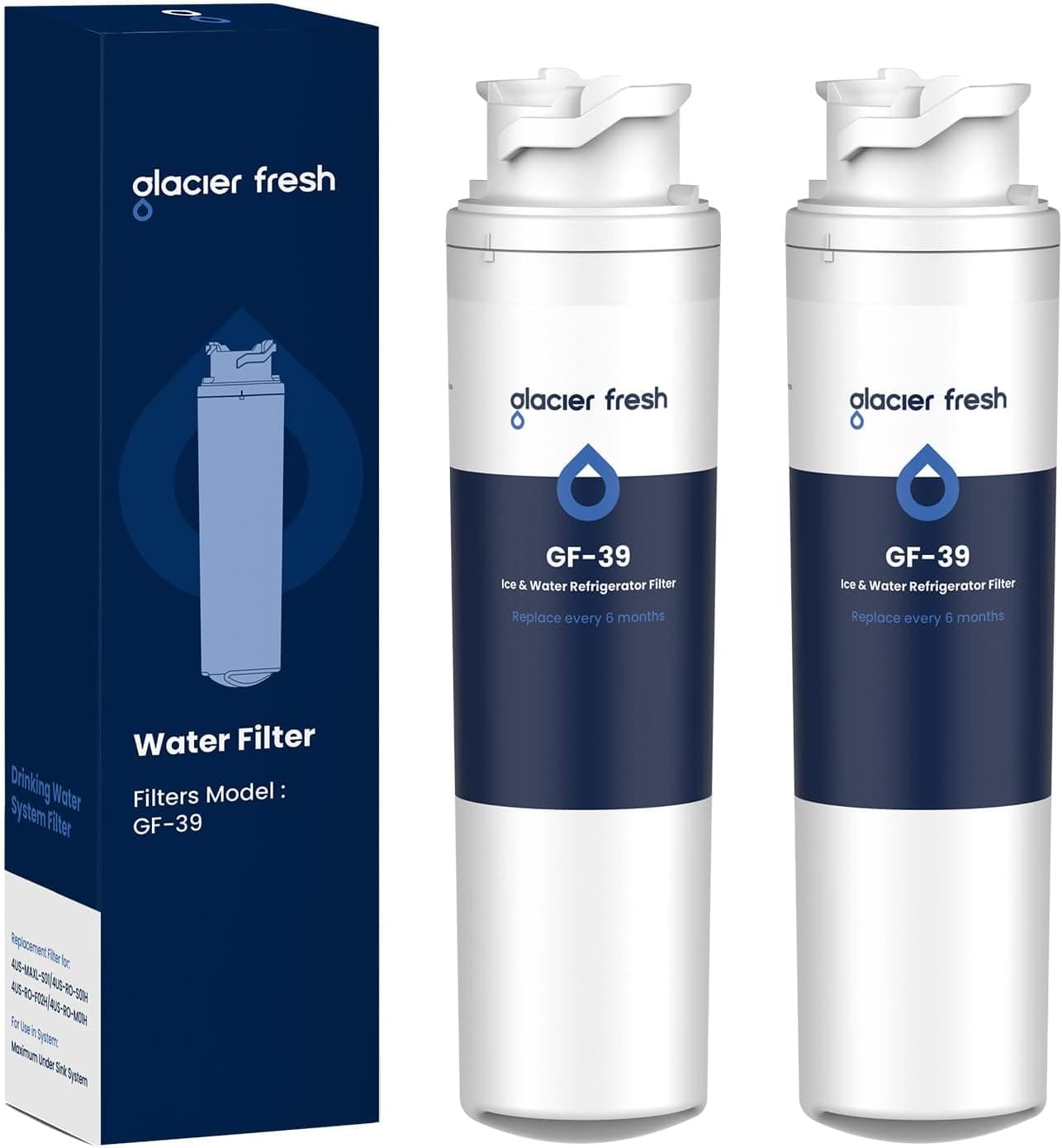 GLACIER FRESH Replacement Filter for Maximum Under Sink System, Compatible with 4US-MAXL-S01 System,2 Packs