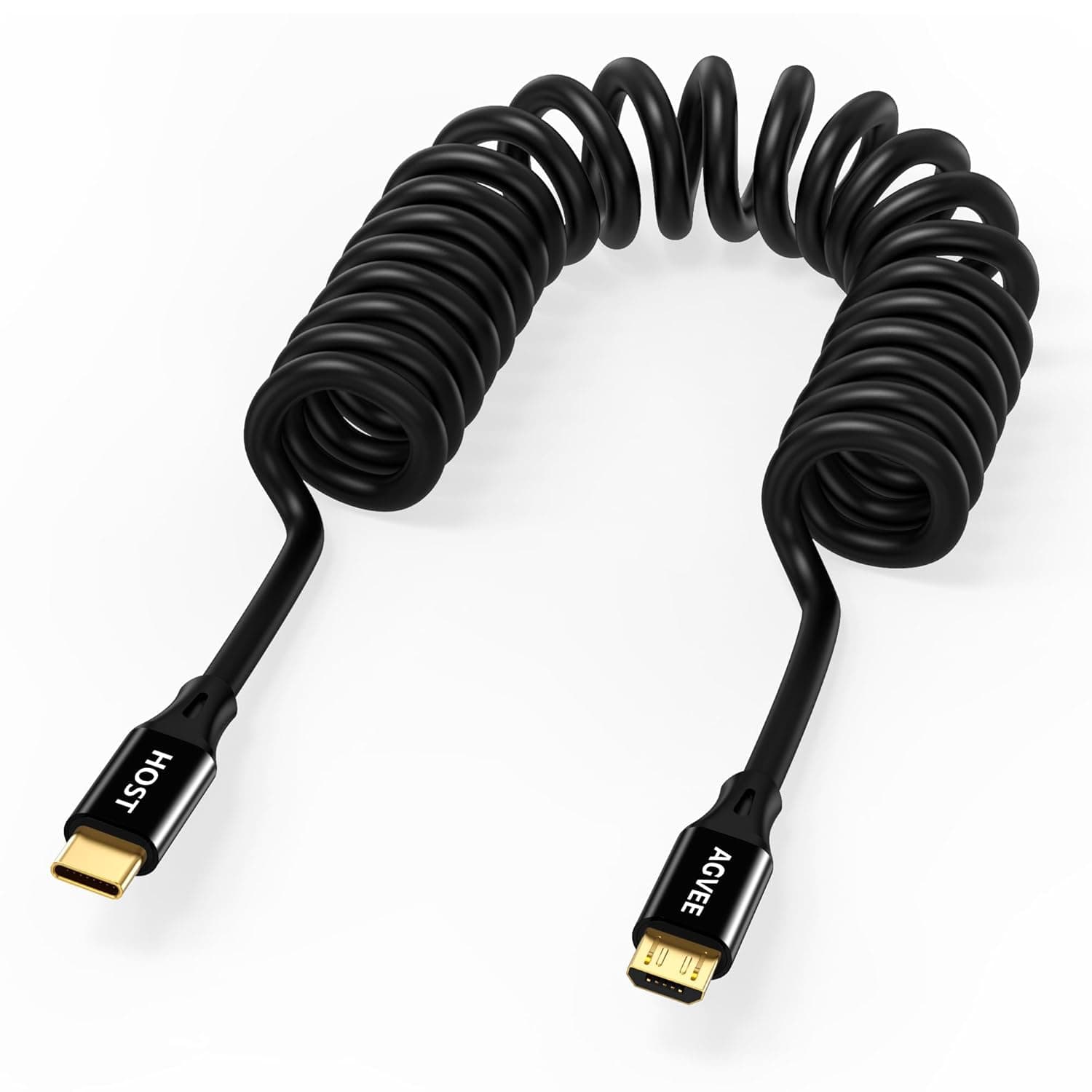 AGVEE 1.6ft Coiled USB-C to Micro USB Charger Cable [USB-IF Certified] 2A Fast Charging Data Sync Cord for Xbox One PS4 Controller, Kindle, Old Android Phone, Black