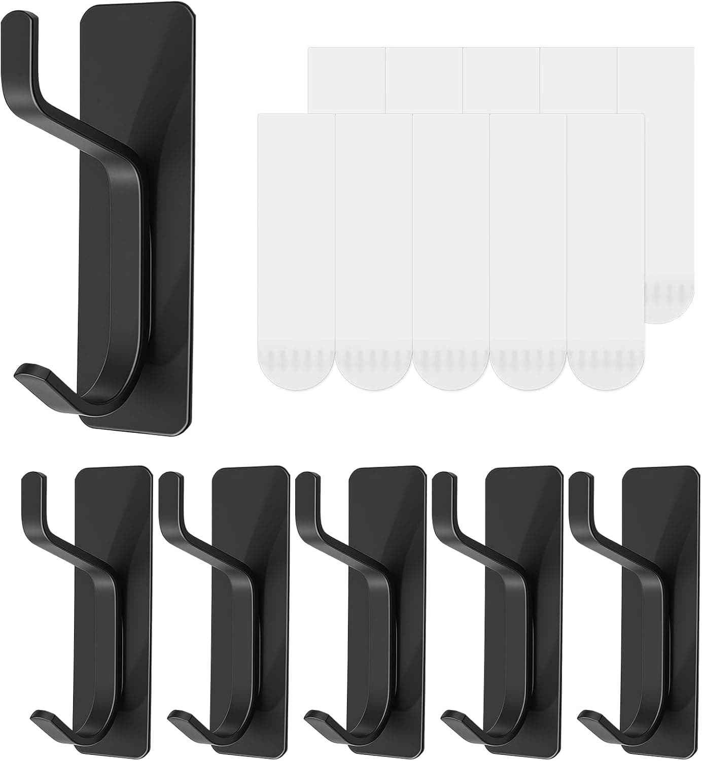 6 Pack Wall Hook with Removable Strips, Adhesive Towel Hook, Damage Free | Rust-Resistant, Removable, Reusable, Damage-Free Removal, For Towels, Keys, Bags In Bathroom, Kitchen, Bedroom