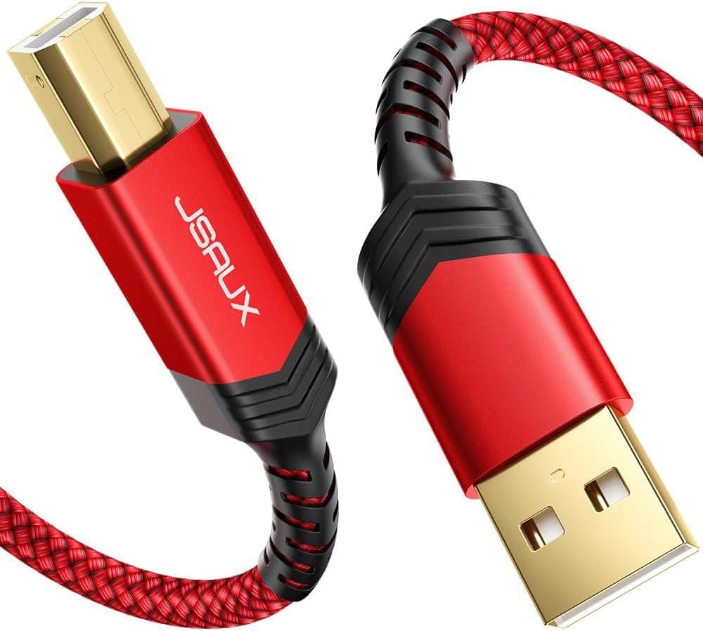 JSAUX 6FT USB Printer Cable - USB 2.0 Type A Male to B Male Scanner Cord for HP, Canon, Epson, Dell, Brother, Lexmark, Xerox, Samsung and Piano, DAC