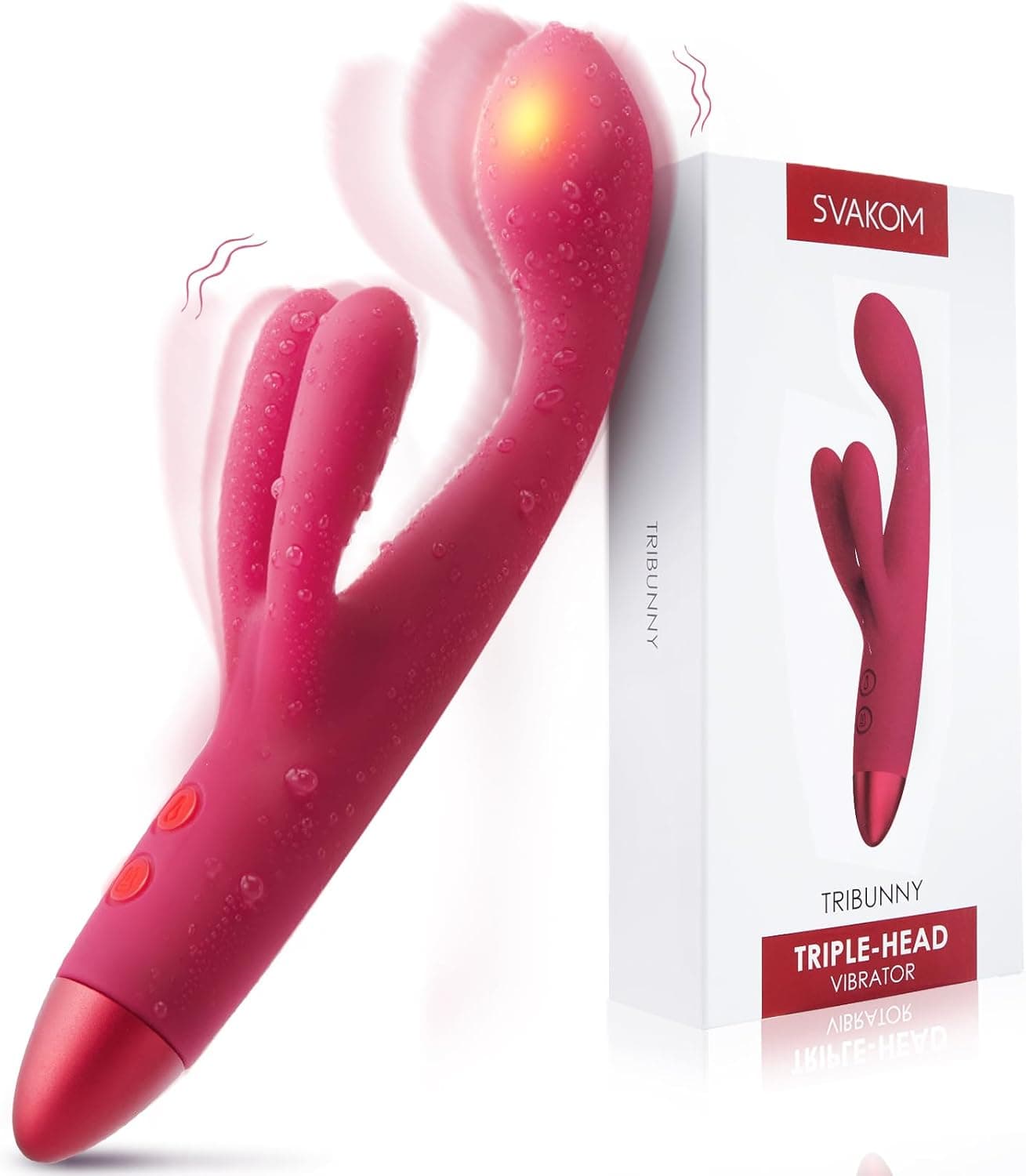 Heated Rabbit Vibrator Sex Toys for Women – SVAKOM Tribunny Long Ear Clitoral Stimulator, Finger-Shaped G Spot Dildo & Anal Plug, Type-C Rechargeable Waterproof Adult Toy for Couples