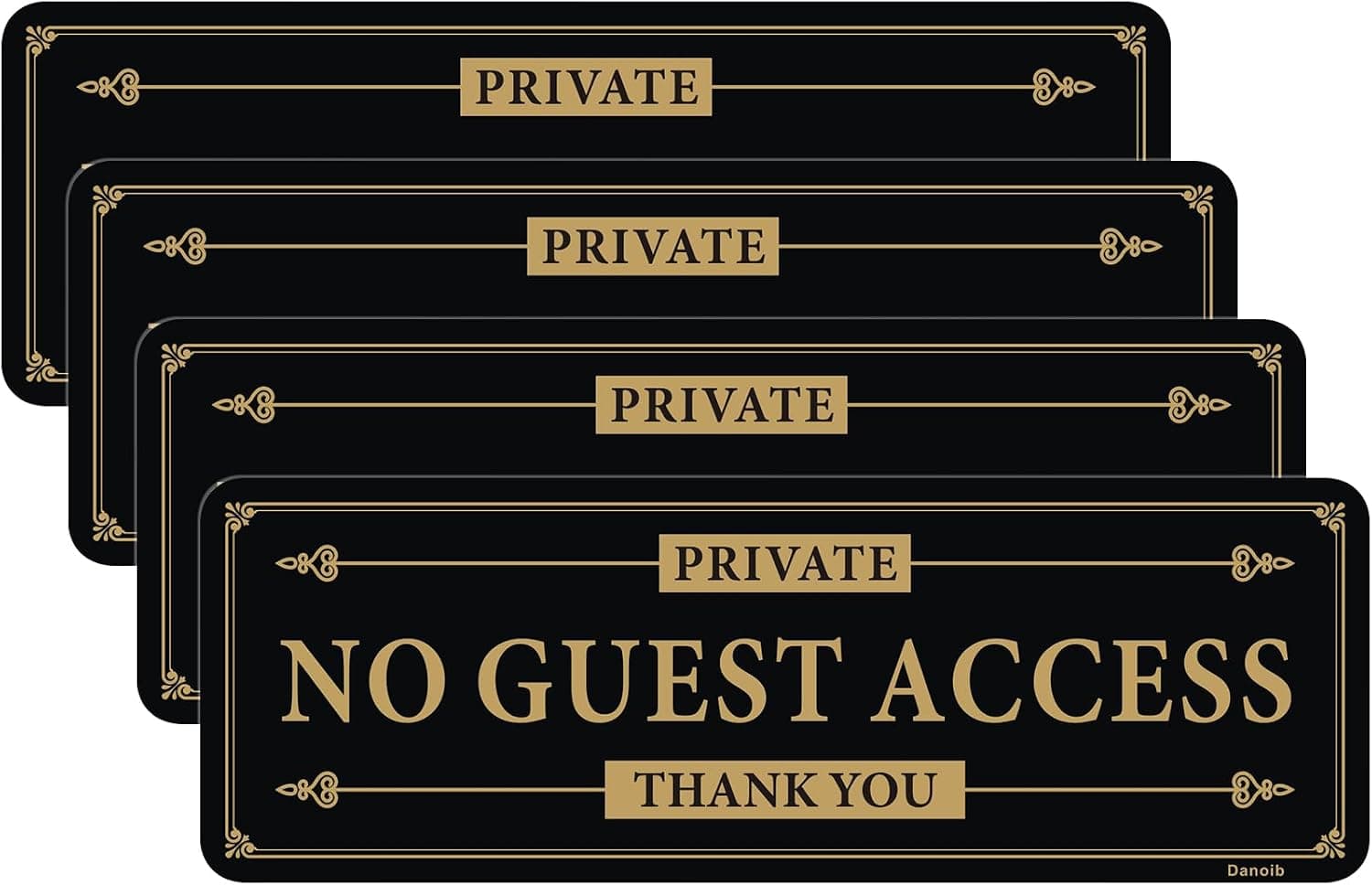 4 Pack No Guest Access Sign, 9” x 3.1” Acrylic Self-Adhesive Sign, Private Signs for Airbnb, Office, Hotel, Bars, Restaurants, Easy to Install